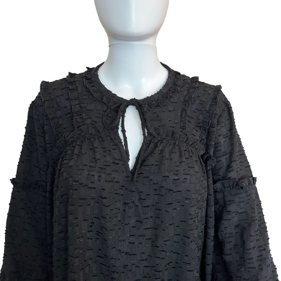 IRO Blouse Women's Size 34/US 4 Black Keyhole Neckline Long Sleeves with button - Picture 4 of 16